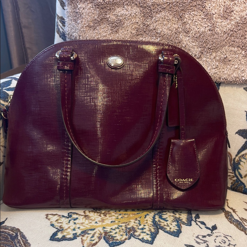 Coach Deep Red Leather Shoulder Bag